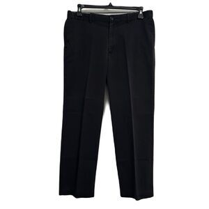 Savane Pants Men 34x30 Black Flat Stretch Waistband Pocket Office Comfort Preppy